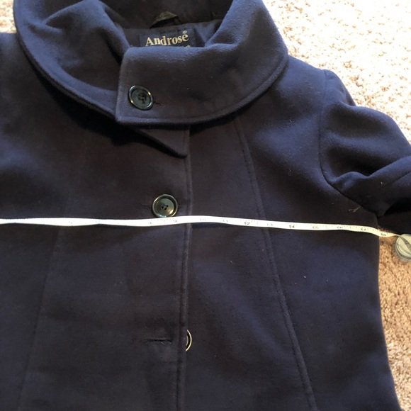 Navy blue wool lined coat - Picture 5 of 12
